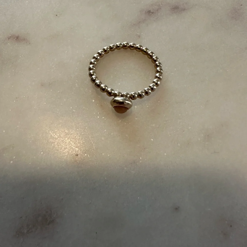 Authentic Pandora Sterling Silver and Pink Opal Ring Sz 6. 925 ALE